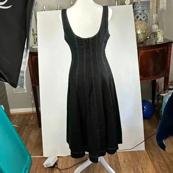 CHRISTIAN LACROIX SLEEVELESS DENIM COUTURE DRESS SZ M NWT SLIMMING STITCHING - Picture 5 of 11